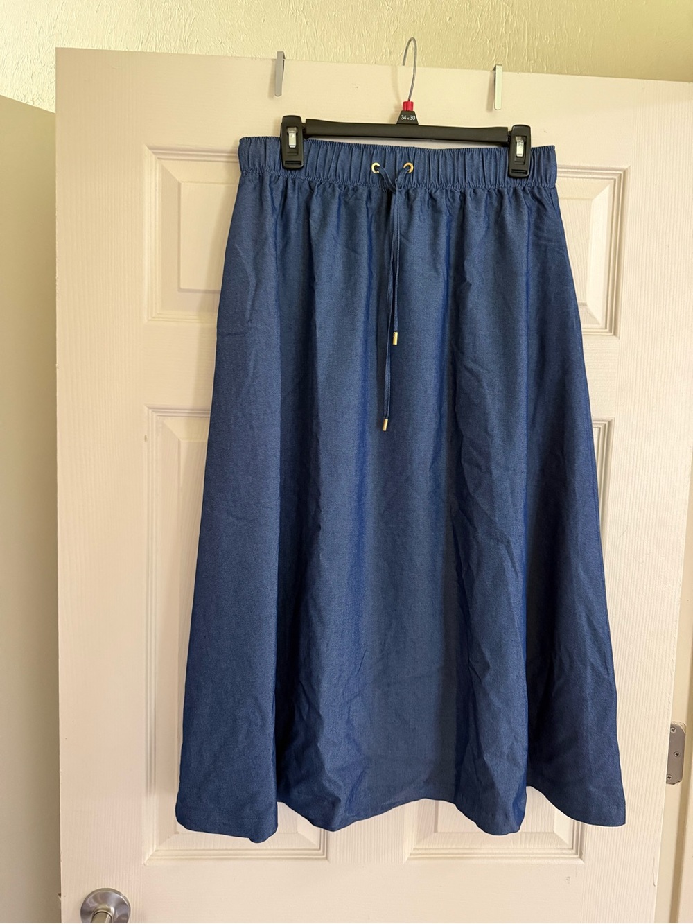 Ellen Tracy Navy Blue Elastic-Waist A-Line Skirt